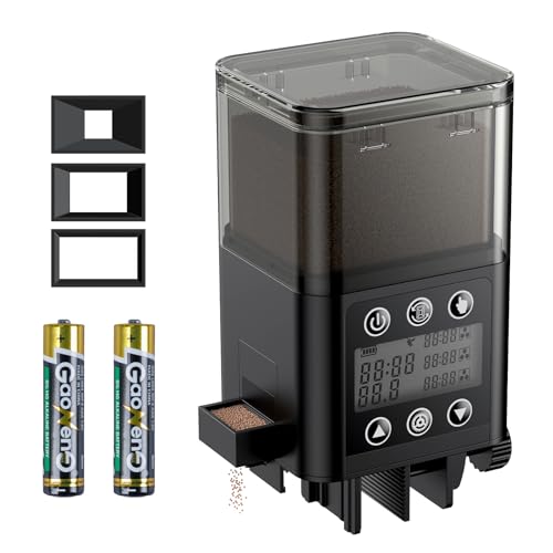 Pawfly Automatischer Fischfutterautomat für Aquarium Auto Timer Fischfutterautomat für Aquarium 320 ml Fischfutterspender für Pulver Pellets und Granulat batteriebetrieben inklusive