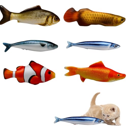 BDBFPAN 6 Stück Katzenminze Spielzeug Katzenspielzeug Fisch Katzenspielzeug Fisch Zappelt Ideal Für Indoor Spiel Und Zahnpflege Weiches Mate