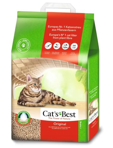Cat s Best Original Katzenstreu 100% pflanzliches Katzenklumpstreu mit maximaler Saugfähigkeit bekämpft Gerüche natürlich und aktiv 8 6 20 l Verpackung kann variieren