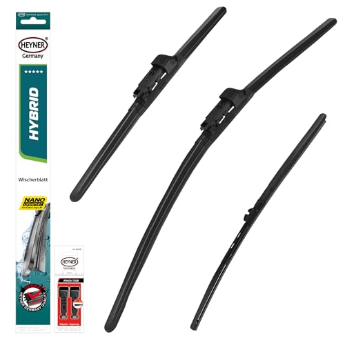 HEYNER Scheibenwischer Set mit Heckscheibenwischer passend für FORD S-MAX 05.2015-10.2024 HYBRID Flachbalkenwischer Front- und Heckwischer