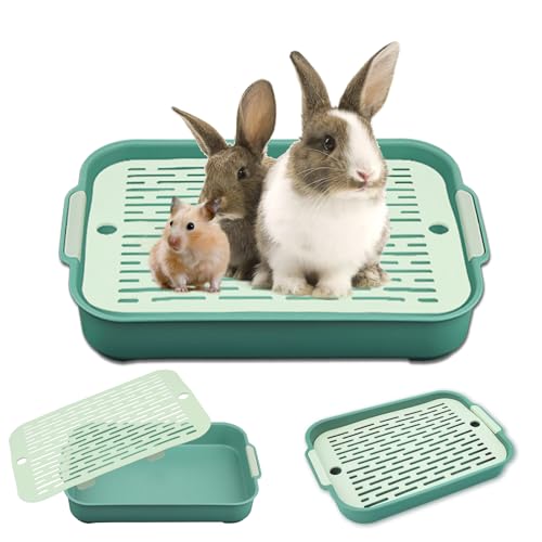 Tablett Hasentoilette Tablett Haustier Toilette Katzenklo Groß Kaninchentoilette Kleintier Katzentoilette Töpfchentrainer Katzentoilette für Kleintier Kaninchen Meerschweinchen Grüne Trompete