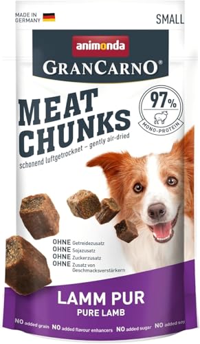  Meat Chunks Lamm Pur 60g purer Fleisch Premium Hundesnack für kleine Erwachsene getreidefreie Hundeleckerlis für ausgewachsene