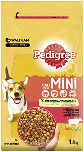 Pedigree Hundefutter Trockenfutter Adult Mini fÃ¼r kleine Hunde 10kg mit Rind und GemÃ¼se 6 Beutel 6 x 1 4kg