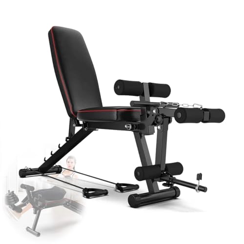 Vcyex Hantelbank Verstellbar Erweitertes Training Bauch Hantelbank Multifunktional Verstellbare Brusttraining Faltbares Heim-Fitnessgerät Rückentrainer U. Bauchtrainer Trainingsbank