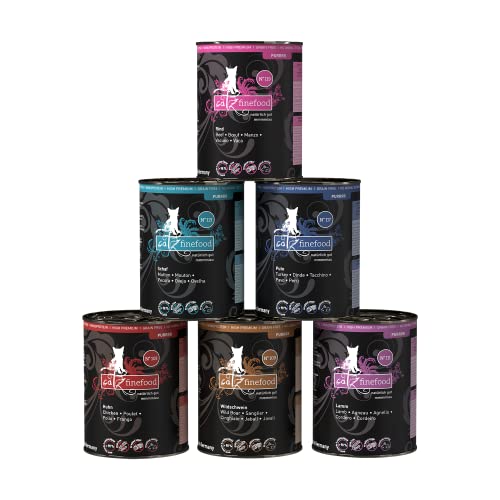 catz finefood Purrrr Collection I - Monoprotein Katzenfutter nass - getreidefrei zuckerfrei hypoallergen - hoher Fleischanteil - Multipack Nassfutter für Katzen - im Beutel 6 x 400g