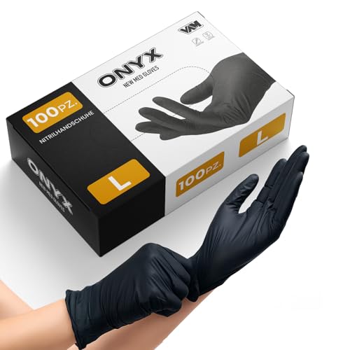 general merchandising Nitrilhandschuhe Schwarz Größe L 100 Stück Puderfrei Latexfrei Reißfest Einweghandschuhe für Lebensmittel Tattoo Kosmetik Reinigung CE zertifiziert