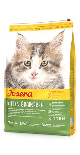 JOSERA Kitten grainfree 1 x 10 kg Kitten Premium Trockenfutter für heranwachsende Katzen sowie Katzen-Mütter in der Säugezeit Geflügel Lachsöl getreidefrei Katzenfutter 1er Pack