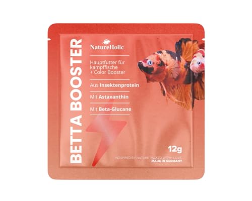 NatureHolic Betta Booster Ergänzungsfutter für Intensive Farben und Vtialität Mit Astaxanthin Canthaxanthin und Beta Carotin Für Kampffische mit hohem Insektenanteil Omega 3