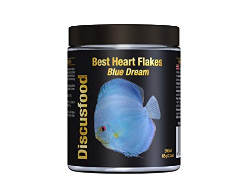 Best Heart Flakes Blue Dream Premium Fischfutter Flockenfutter Rinderprotein als Flocke mit Vitaminen und Mineralien alle Zierfisch speziell auch für Diskus oder Welse unterstützt Blaue Farbe