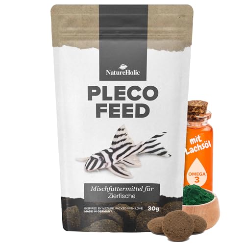 NatureHolic Plecofeed Wels Futtertabletten Fischfutter Aquarium Premium Welsfutter Tabs für Saugwelse Mit Ballaststoffen tierischen Proteinen Gemüse Extra Harte Chips zum Abraspeln