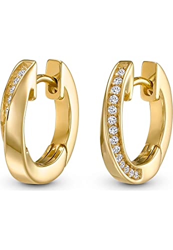 JETTE Damen-Creolen 925er Silber 28 Zirkonia One Size Gold 32010186