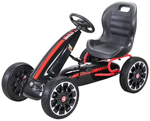 Actionbikes Motors GoKart Abarth FS595   Pedalfahrzeug Go Kart   Handbremse   Geschlossener Kettenkasten   Sitz für 1 Person   Eva Vollgummireifen   Kinderfahrzeug   Von 4 10 Jahre Schwarz