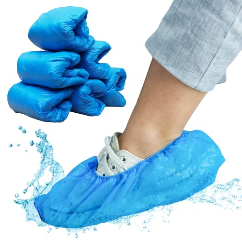 ARNOMEDÃ¼berzieher Blaue CPE Ãœberziehschuhe 100 StÃ¼ck Regenschutz Ãœberschuhe wasserdicht latexfreie Schuhschutz Ãœberzieher fÃ¼r Schuhe Ãœberzug fÃ¼r die Baustelle