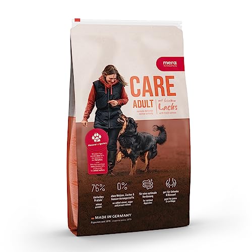 mera Care Adult Lachs Hundefutter fÃ¼r normal aktive Hunde mit 76% tierischen Protein ohne Weizen 10kg