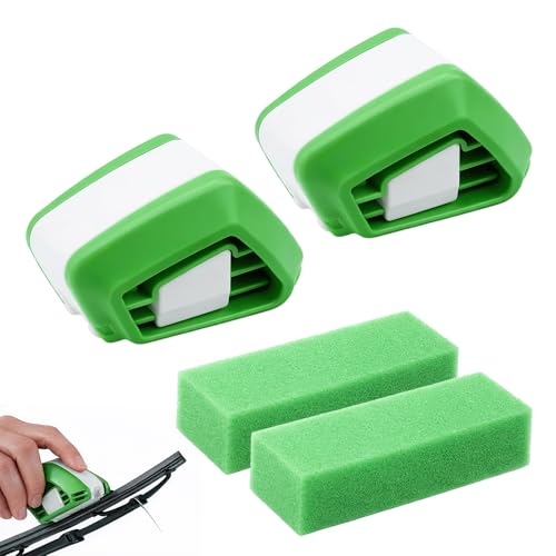 2 Stück Scheibenwischer Schneider Inkl Auto Schwamm Set Autoschwamm Wischblätter Scheibenwischer Nachschneider für Abzieher Auto Schärfer Alternative zu Ersatzwischblättern Wischblattschneider