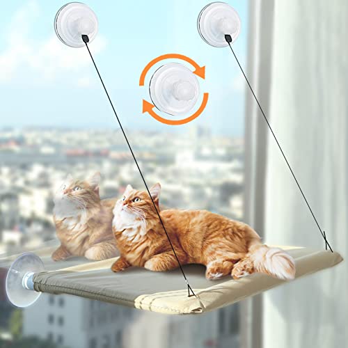 DIDUDE Fenster Katzenhängematte für Bis 25kg Hängematte Fürße Katze in Innenräumen Verstärkte Fensterplatz starkem Saugnapf 54 30CM Fensterbankliege Katze waschbar