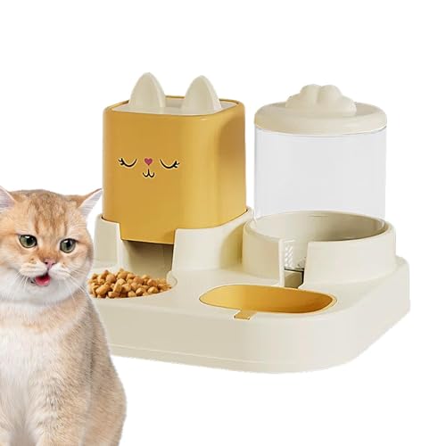 Futterautomat Für Katzen Futterautomat Katze Nassfutter Süße 2-in-1 Automatische Futterautomat Katze - Automatischer Futter- Und Wasserspender Für Haustiere Doppelnäpfe Mit Großem Fas