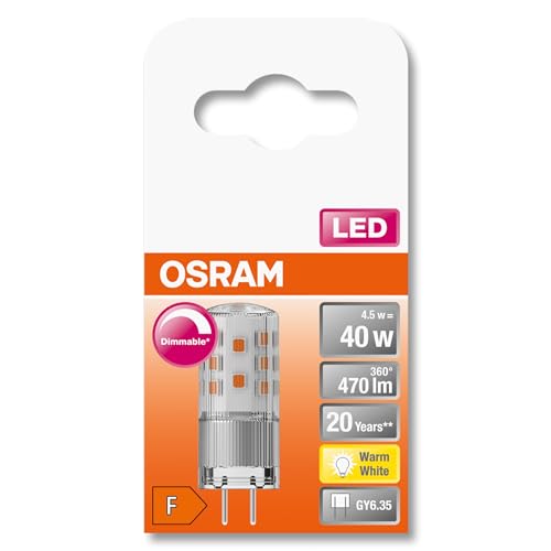 Osram Dimmbare LED PIN Lampe mit GY6.35 Sockel Warmweiss 2700K 470 Lumen klares Glas Multi-Pack