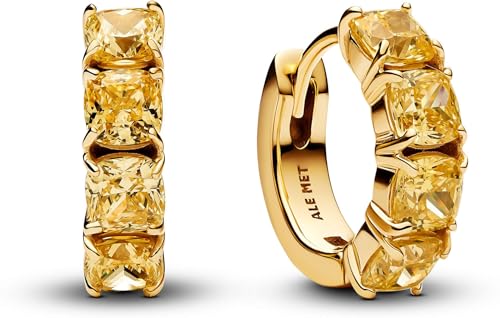 Pandora Timeless Gelbe Creolen-Ohrringe aus 14 Karat Vergoldetem Sterling Silber mit Zirkonia 263851C02