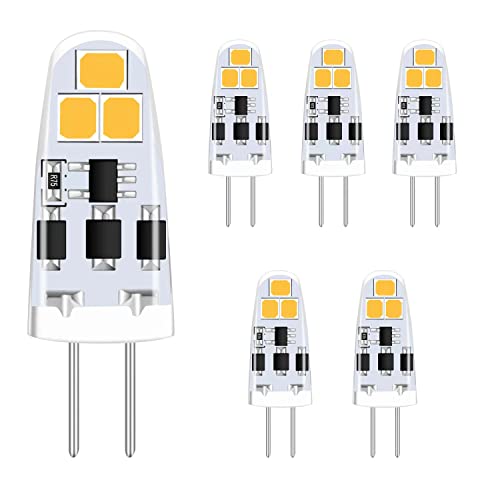 TIAFELNGLY G4 LED Lampen 2W Dimmbar Kein Flimmern 12V G4 LED Warmweiss Energiesparende Glühbirnen AC DC 12-24V 360 Grad Winkel LED Birne G4-6er Pack