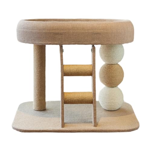 Ioensy Katzenbaum mit Kratzbaum Spielhaus Und Zweistufigem Möbelschutz für Wohnungskatzen. Inklusive Kratzbaum Und Bett.