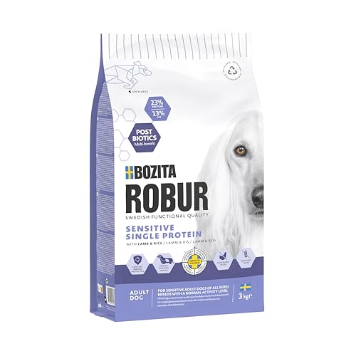 Bozita ROBUR Adult Sensitive Single Protein Lamm 3kg Hundefutter Trockenfutter mit hoher Akzeptanz Postbiotika und nur Lamm als tierische Proteinquelle