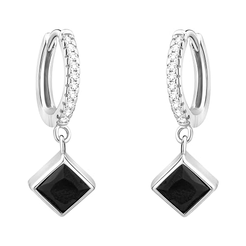 SOFIA MILANI - Damen Ohrringe 925 Silber - mit Zirkonia Steinen - Schwarzer Zirkonia Creole - E2433