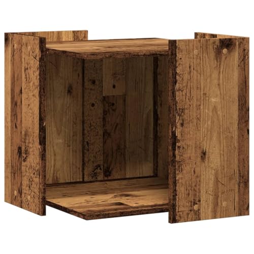 vidaXL Katzenklo Schrank Katzenschrank Katzentoilette Beistelltisch Katzenhaus Katzenmöbel Verstecktes Design Altholz-Optik Holzwerkstoff