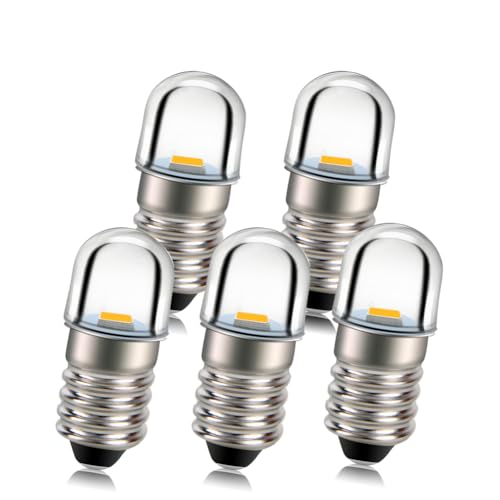 Ruiandsion 5 Stück E10 Sockel LED Lampe 1W 4.5V Warmweiß Taschenlampe Scheinwerfer Scheinwerfer Mini Scheinwerfer Taschenlampe Lampen ersetzen