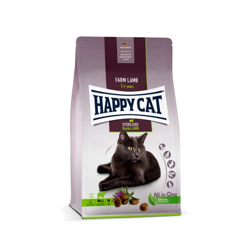 Happy Cat 70583 - Sterilised Adult Weide Lamm - Katzen-Trockenfutter für sterilisierte Katzen und Kater - 300 g Inhalt
