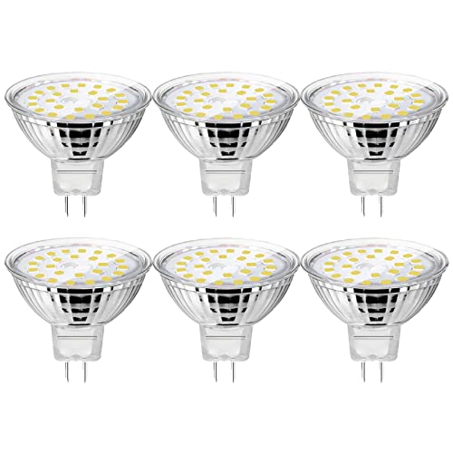 UYHGO MR16 GU5.3 LED Lampen 5W Kaltweiß 6000K Ersatz für 50W Halogenstrahler 500LM LED Spot Nicht Dimmbar 12V AC DC 6er Set
