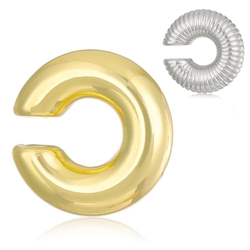 JEYORZY 2 pcs Glamour Ohrclip Klobig Dick Knorpel Huggie Mini Kleine Leicht Breit Ohrclip Mädchen Wasserfeste Damen Ons Ohrklemme