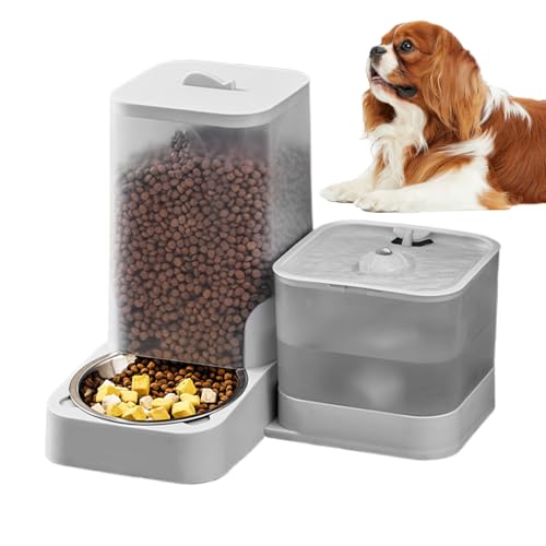  Katzenfutterautomat Hundefutterautomat Futterautomat Großer Vorratsbehälter Edelstahlschüssel Zubehör Für Hunde