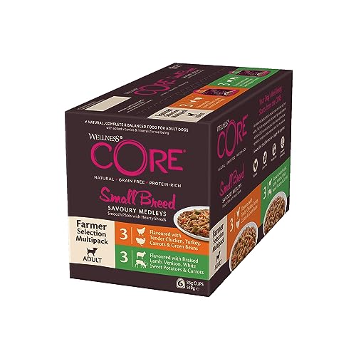 Wellness CORE Savoury Medleys 6 x 85g Lamm Wild Huhn Mix Hundefutter Nass für Hunde Kleiner Rassen getreidefrei natürlich hypoallergen proteinreich hoher Fleischanteil