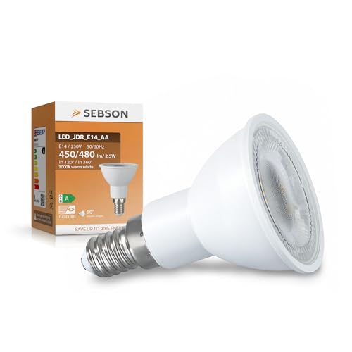 SEBSON Lampe E14 LED warmweiß 2 5W Energieeffizienzklasse A ersetzt 50W Halogen 450 Lumen LED Leuchtmittel 90 230V Reflektor 50x70mm - 4er Set