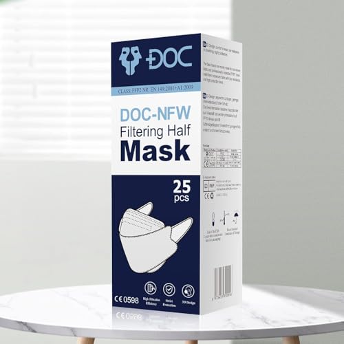 DOC 25 Gesichtsmasken FFP2 zertifiziert EU kein Ventil für 5 Sofas Masken de Schutz gegen Staub und Partikel 25 Masken