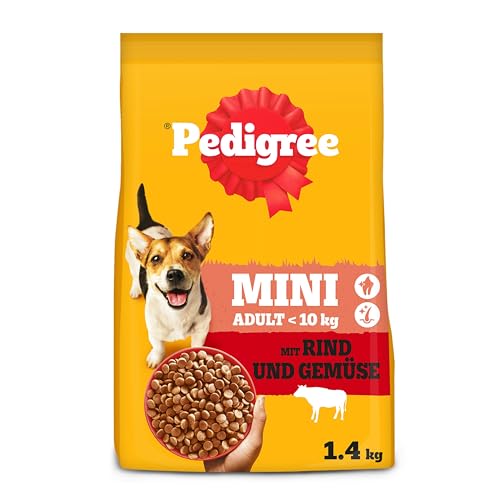 Pedigree Adult Hunde Trockenfutter für kleine ausgewachsene Hunde 10 kg mit Rind und Gemüse 6 x 1 4kg