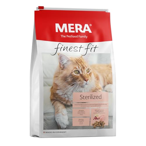 MERA finest fit Sterilized Katzenfutter trocken für sterilisierte oder kastrierte Katzen Trockenfutter aus frischem Geflügel und Reis fettarmes Futter ohne Zucker 4 kg