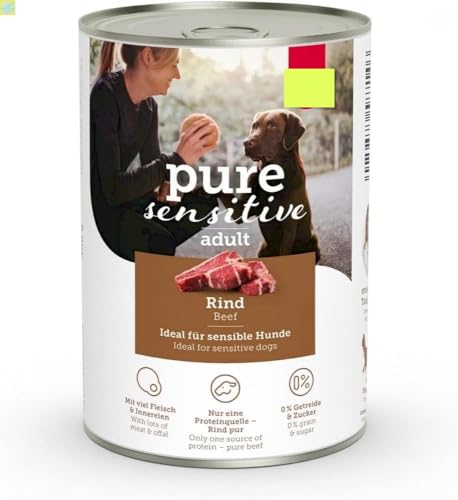 6 x Mera Dog Pure Sensitive Meat Rind 400g-Dose