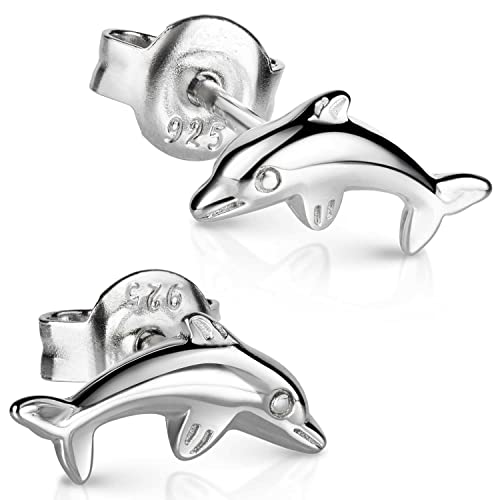 MATERIA by Matthias Wagner Delphin Ohrstecker Silber 925 Kinder - Delfin Schmuck Mädchen SO-488