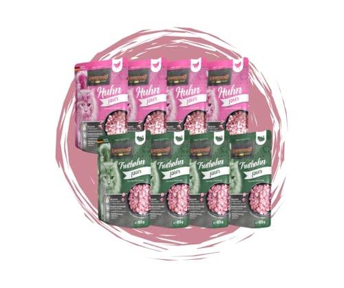 Leonardo Frischebeutel 8x85 g - Katzenfutter - Nassfutter - Multi Bundle - Sparpaket - Pouch - Verschiedene Sorten 4X Huhn pur 4X Truthahn pur