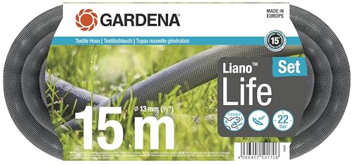  Liano Life Textilschlauch 1 2 15m Set Hochflexibler aus Textilgewebe PVC Innenschlauch kein Abknicken leichtgewichtig wetterbeständig 18445