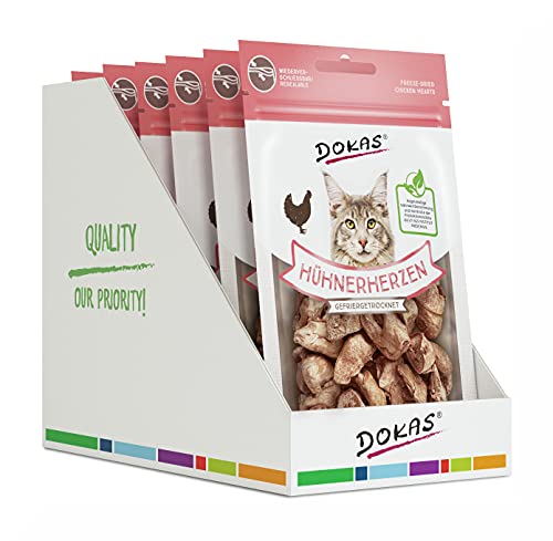 DOKAS Gefriergetrocknete Innereien - Getreidefreies Premium Leckerli für Katzen Ideal als Belohnung 6 x 15 g