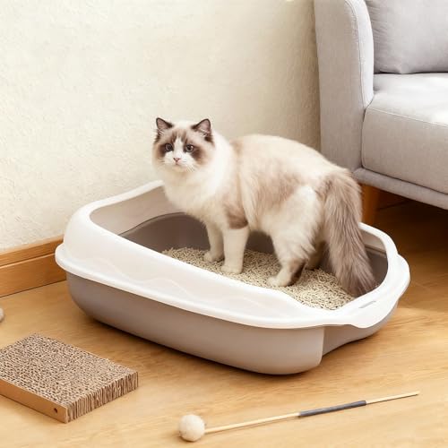 Katzenklo mit Haube Großes Katzenklo mit Deckel und Seiteneinstieg Geruchsabsorbierend mit Hochwandiger Streuwanne Anti-Haft Boden für Wohnungskatzen Katzentoilette mit Sichtschutz Grey