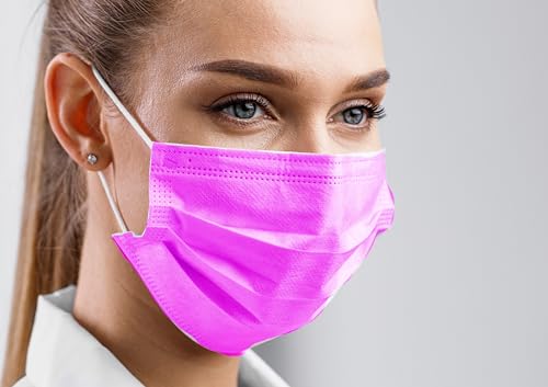 CarePrime Type IIR Medizinische Mundschutz OP Mundschutz 50 Stück BFE 98% EN14683 2019 CE Zertifiziert Fuchsia