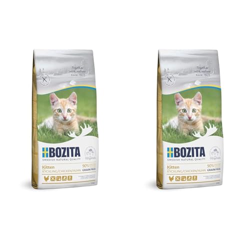BOZITA Kitten Getreidefrei Hühnchen - Trockenfutter für Kitten Junge Katzen und säugende Muttertiere 2 kg Packung mit 2