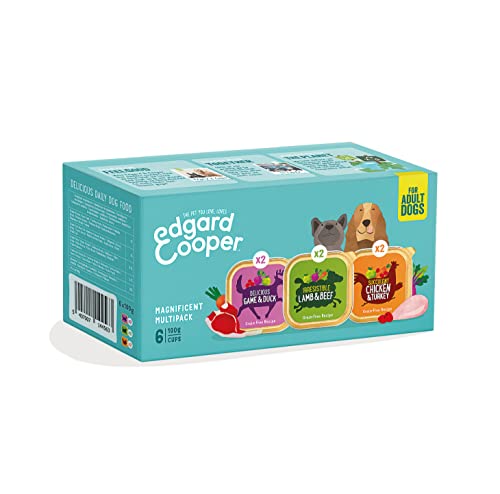 Edgard Cooper Nassfutter für Hunde Multipack Huhn Lamm Wild 6 x 100g ohne Getreide Nutrition schmackhafte und ausgewogene Ernährung Hochwertige Proteine