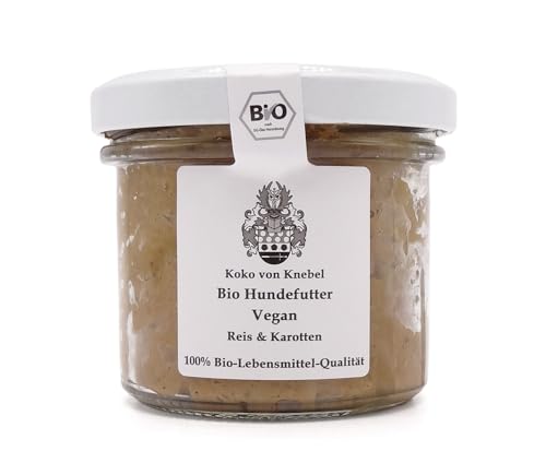 Bio Hundefutter im Glas -Organic Dog Dinner - Bio Hundefutter Vegan - Reis Karotten Glas 12 x 100g Premium Nassfutter - 100% Bio Qualität - Koko von Knebel