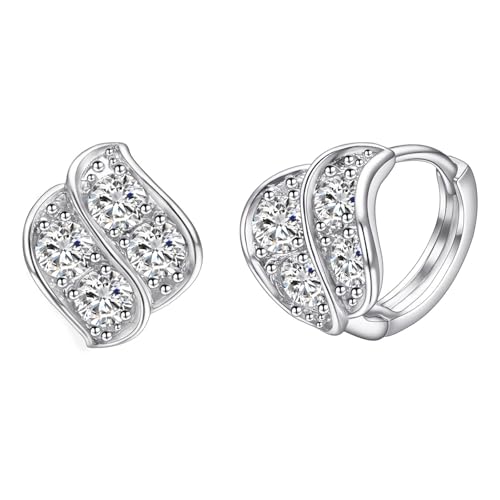 JOLCHIF Mit Stein Kleine Creolen Silber 925 Vergoldet Hypoallergen AAA Zirkonia Medizinische Ohrstecker Klappcreolen Damen Ohrringe mit Zirkonia