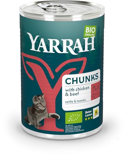 Yarrah Bio Katze Dose Bröckchen getreidefrei Huhn mit Rind 6 x 405 g